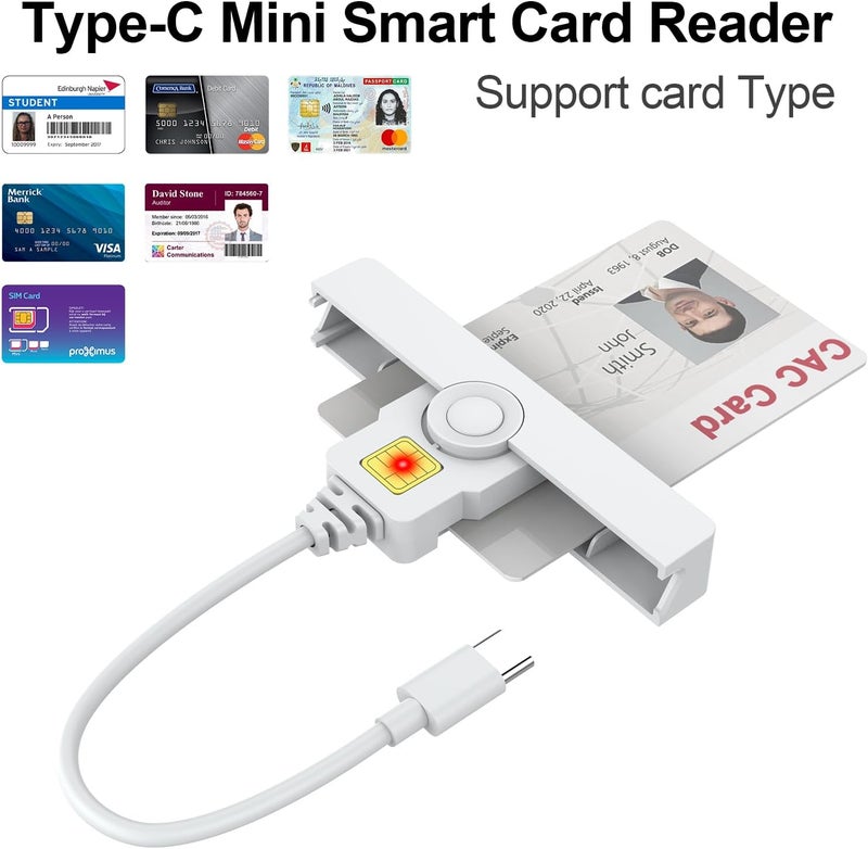 Rocketek CAC Reader Type C, USB C SmartFold CAC Reader, USB C DOD Military Common Access Smart Card Reader and ID Card Reader,Compatible with Mac Os, Windows,Linux(Mini Foldable and Portable Type C) - Image 2